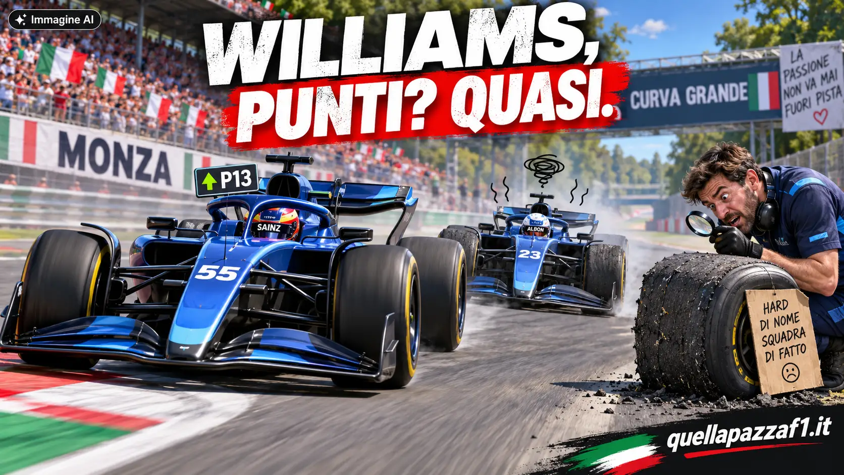 Williams, a Monza Sainz arriva tredicesimo e Albon scopre che le gomme dure non sono immortali